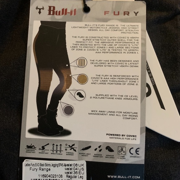 Bull-it fury EVO covec black jeggings size 4 - Picture 4 of 5
